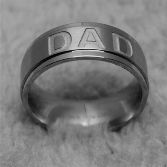 Willis Judd Men's Black Stainless Steel DAD Ring – Engraved "Love You Dad" Inside, Wide Band Design